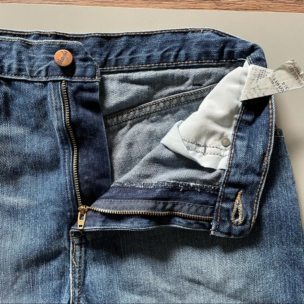 NWT Wrangler Cowboy Cut Slim Fit Cut Off Blue Jean Denim Shorts Sz 3/4 Rodeo